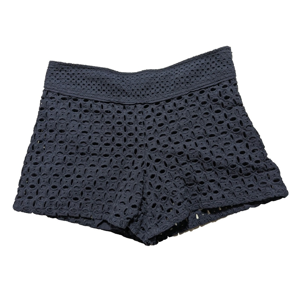 TRINA TURK Navy Eyelet Lace lined Union Shorts - Women 10 Made In The USA